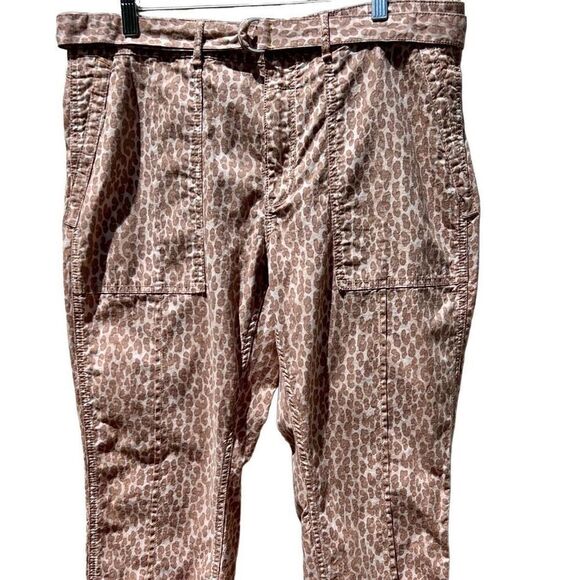 Anthropologie Utility Pants Women's Sz 32 Belted Ankle Length Leopard Print NWOT - Picture 7 of 11